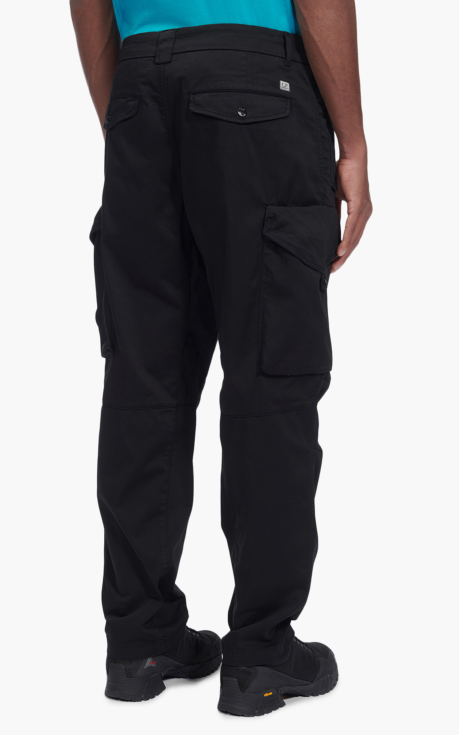 C.P. Company Stretch Sateen Loose Fit Cargo Pants Black | Cultizm