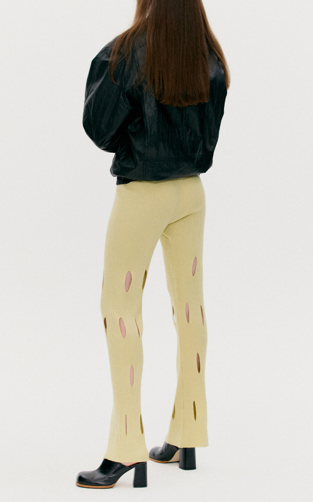 【OPEN YY】 CUT OUT KNIT PANTS PALE GREEN TheOpen Product Cut-Out Knit Pants Pale Green | Cultizm
