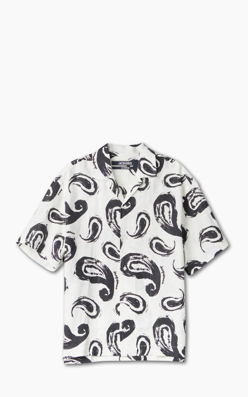 Jacquemus La Chemise Jean Painted Paisley Bowling Shirt White/Black