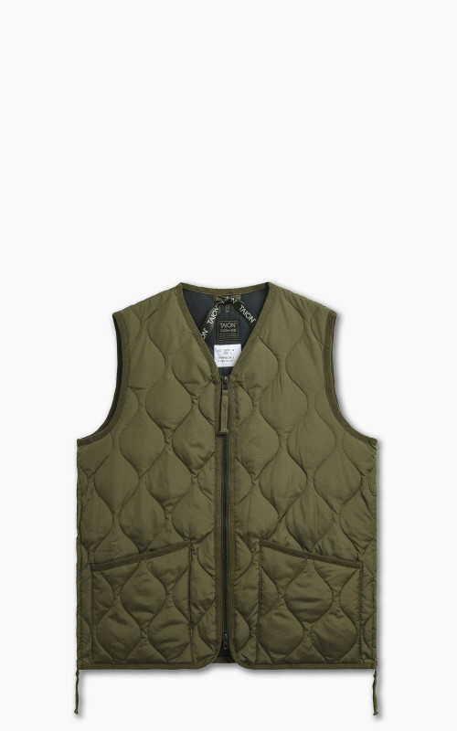 Taion Military Zip V-Neck Down Vest Dark Olive