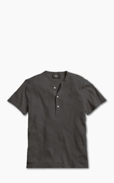 RRL Waffle-Knit Henley Shirt Faded Black Canvas