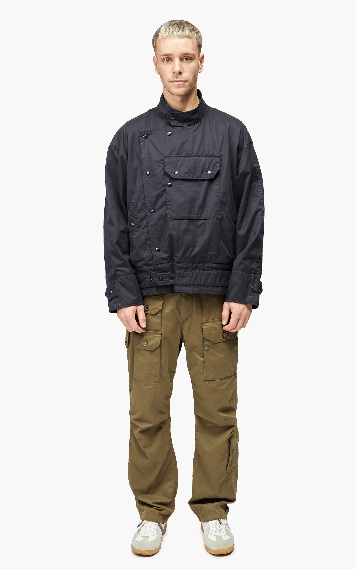 Engineered Garments Moto Jacket PC Coated Cloth Dark Navy | Cultizm