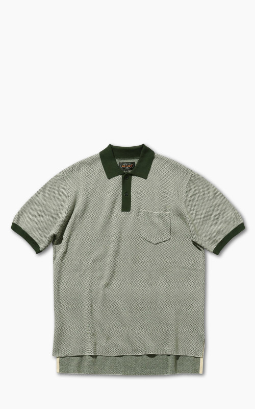 Beams Plus Two-Tone Jacquard Polo Shirt Green