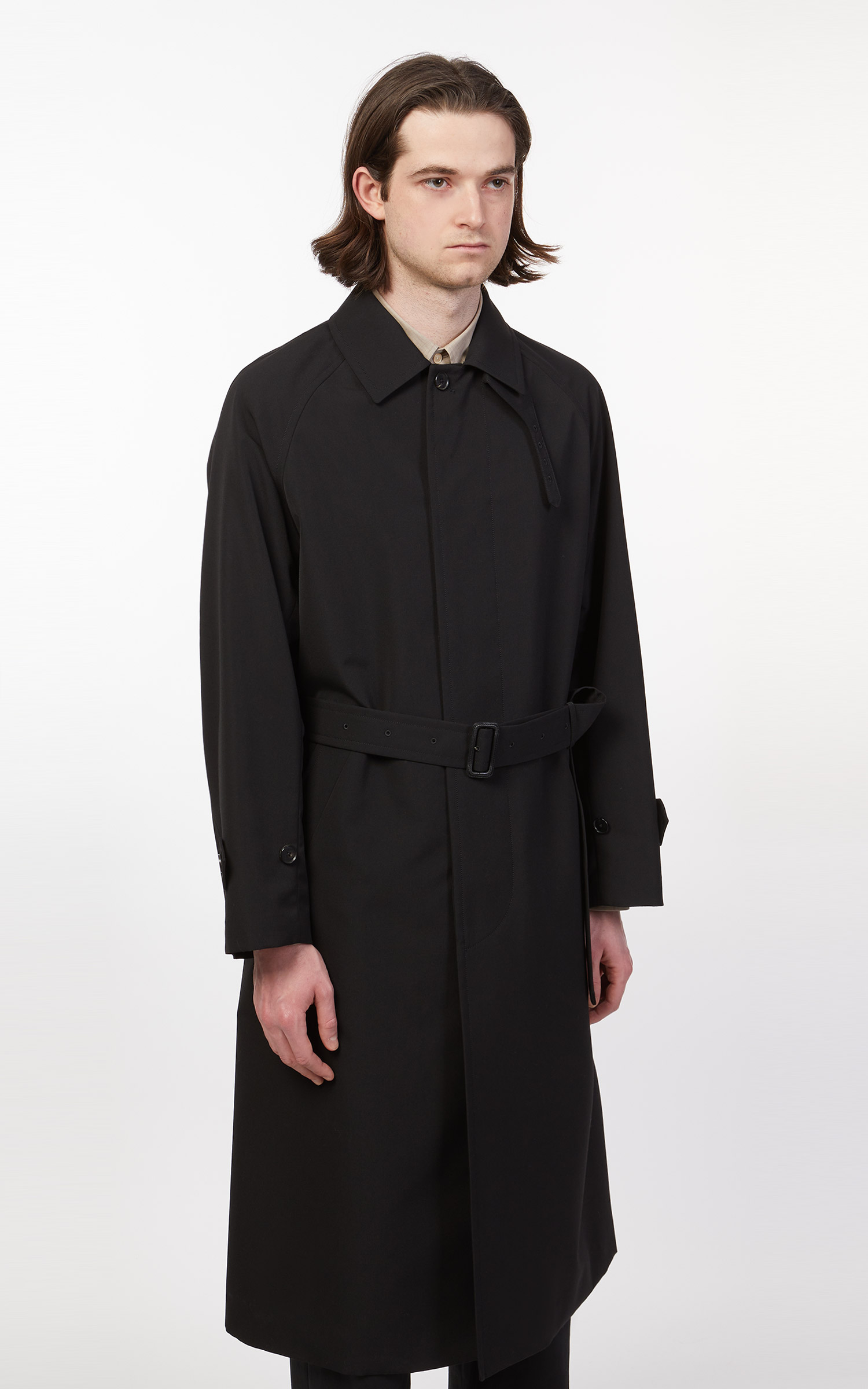 Auralee Wool Max Canvas Soutien Collar Coat Black | Cultizm