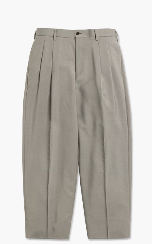 'Marka' Wool Mohair Tropical 2Tuck Cocoon Fit Trousers Greige