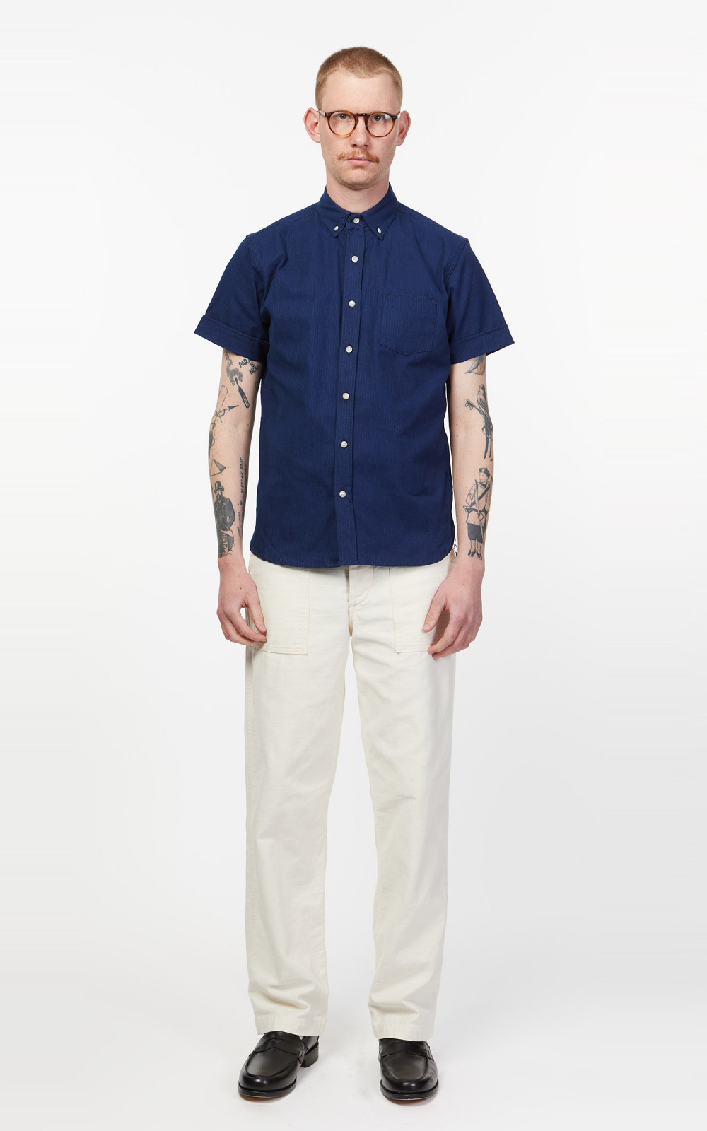 3sixteen Short Sleeve Button Down Shirt Sashiko Indigo | Cultizm