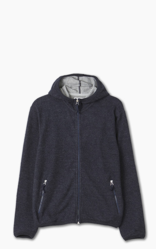 Universal Works Surfer Hoodie Wool Cotton Knit Blue