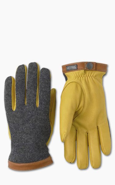 Hestra Deerskin Wool Tricot Charcoal/Natural Yellow