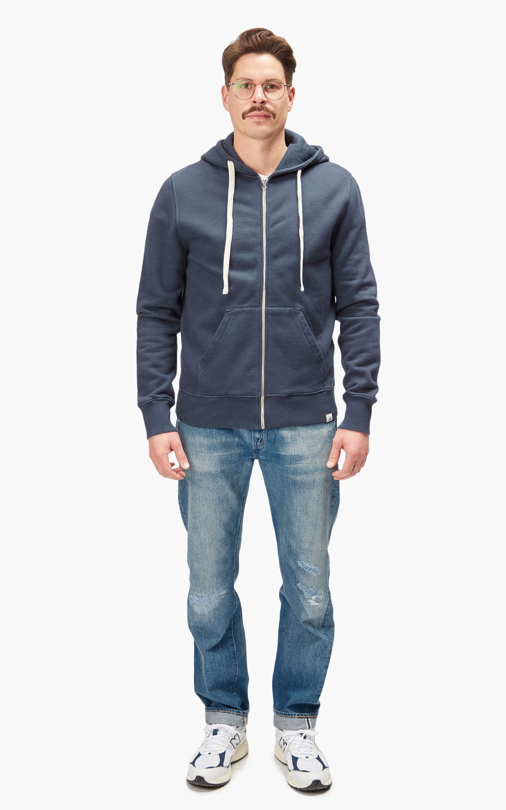 Merz b. Schwanen HDJKT02 Hooded Zip Jacket Denim Blue | Cultizm