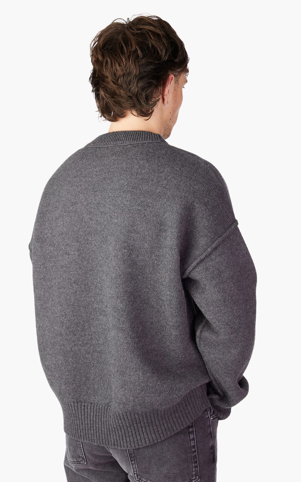AMI Paris Red ADC Sweater Heather Grey/Red | Cultizm