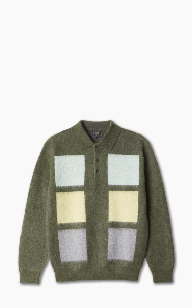 Beams Plus Knit Polo Shaggy 9G Olive