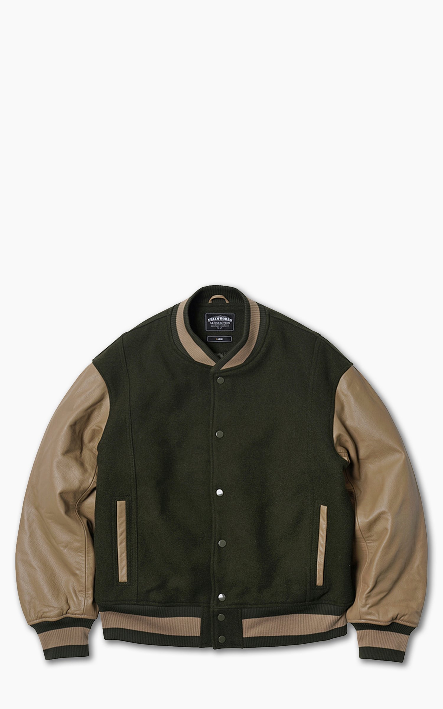FrizmWORKS Leather Varsity Jacket Olive | Cultizm