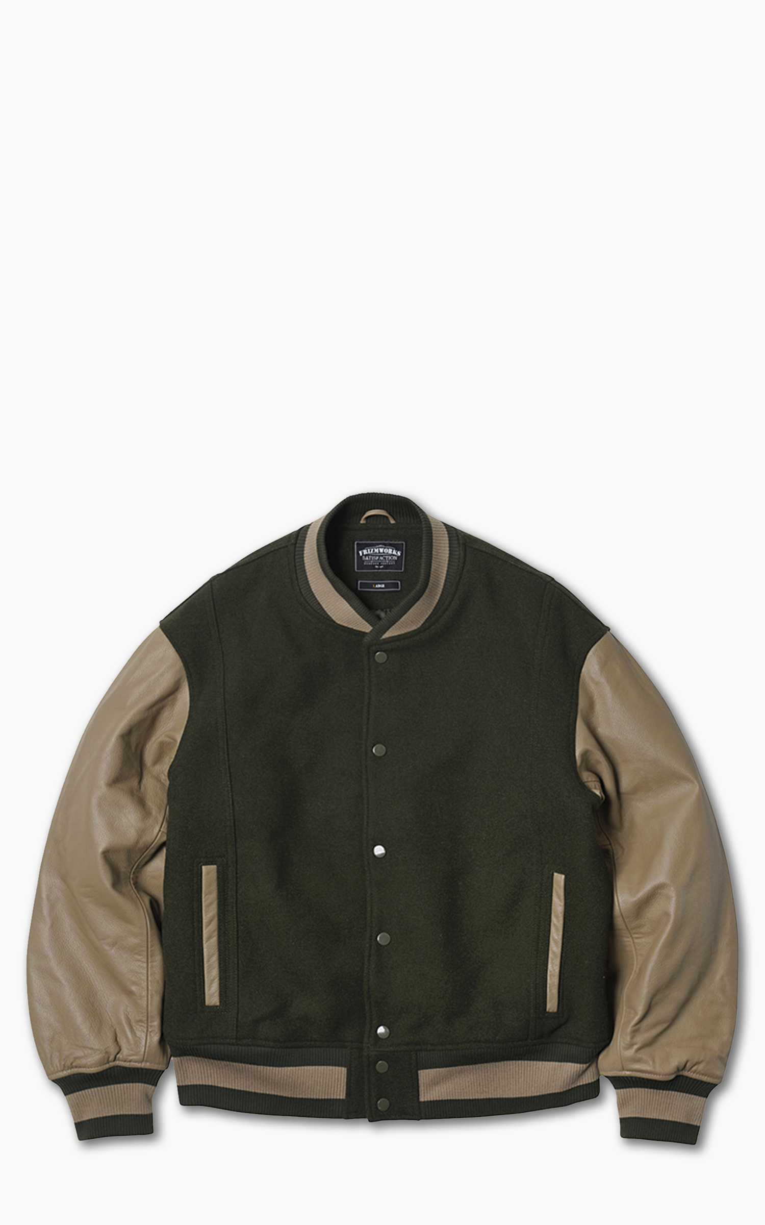 LEATHER VARSITY JACKET in green