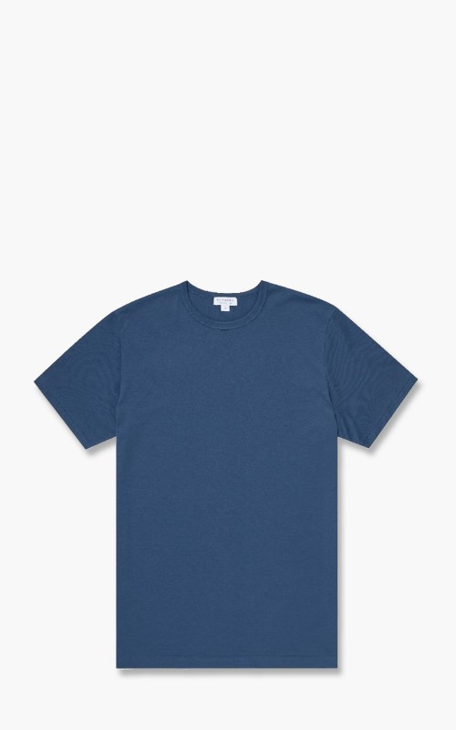 Sunspel Short Sleeve Crewneck T-Shirt Smoke Blue