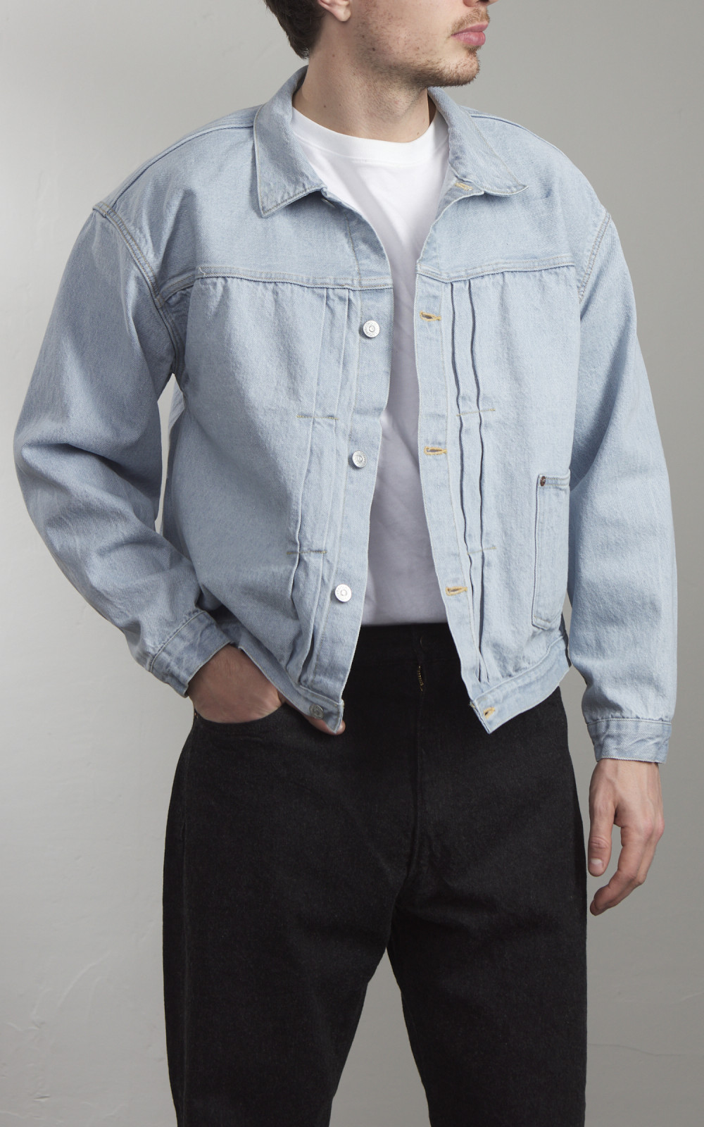 Kaptain Sunshine Denim Tracker 1P Jacket Indigo Ice Wash Kaptain Sunshine Denim Tracker 1P Jacket Indigo Ice Wash
