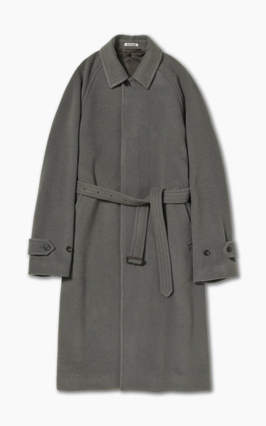 Auralee W Cashmere Wool Mosser Soutien Collar Coat Grey