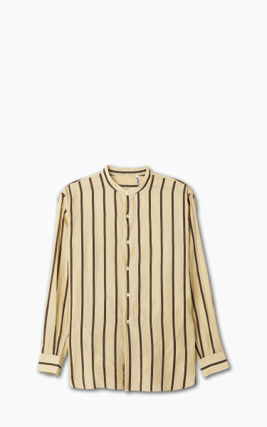 Kaptain Sunshine Stand Collar Shirt Beige Stripe