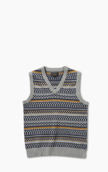 Beams Plus Jacquard Knit Vest Grey