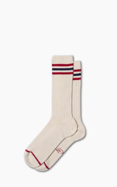 Nudie Jeans Men Tennis Socks Retro Offwhite/Red