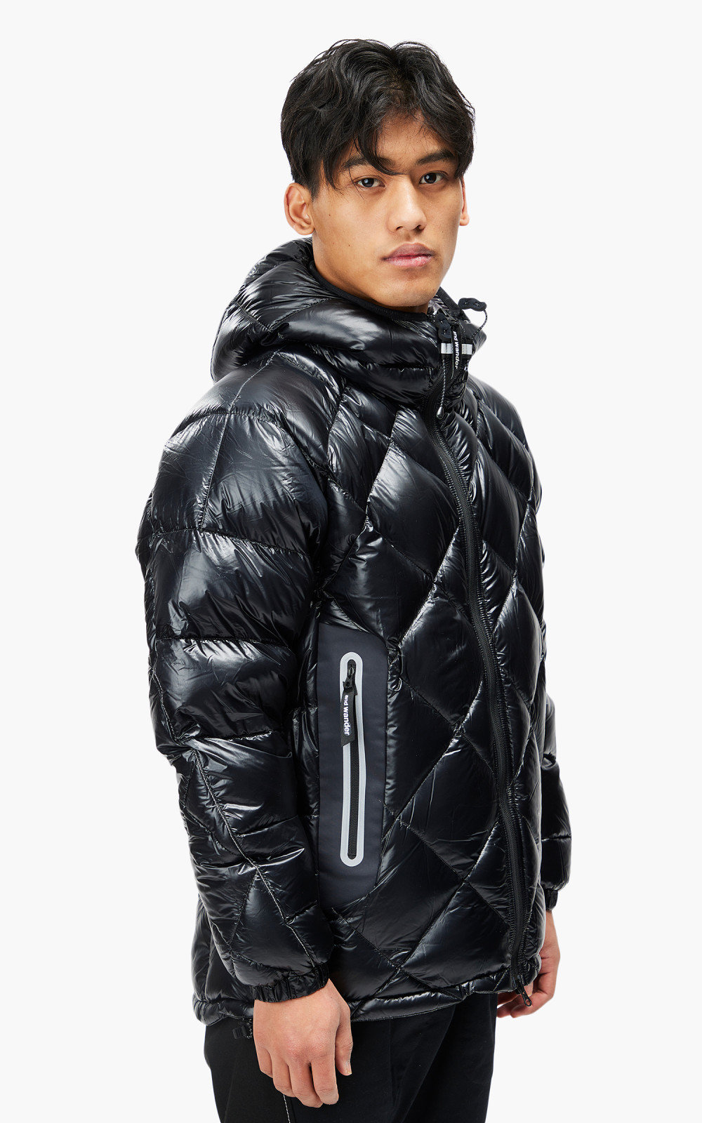 and wander Diamond Stitch Down Hoodie Black | Cultizm and wander Diamond Stitch Down Hoodie Black | Cultizm