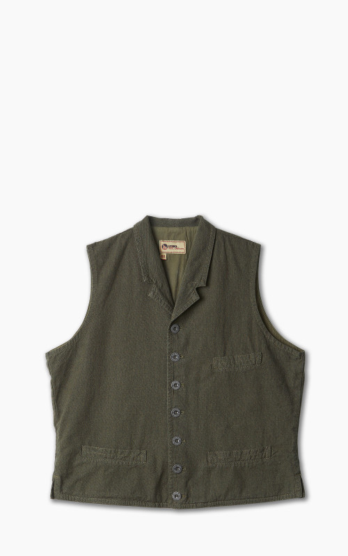 Nigel Cabourn Waistcoat Cotton Broken Twill Army