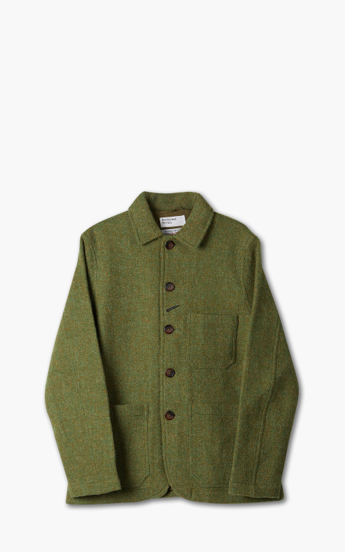 Universal Works Bakers Jacket Harris Tweed Olive