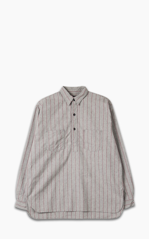 Fullcount 4080 Baseball Stripe Pullover Shirt Gray Red