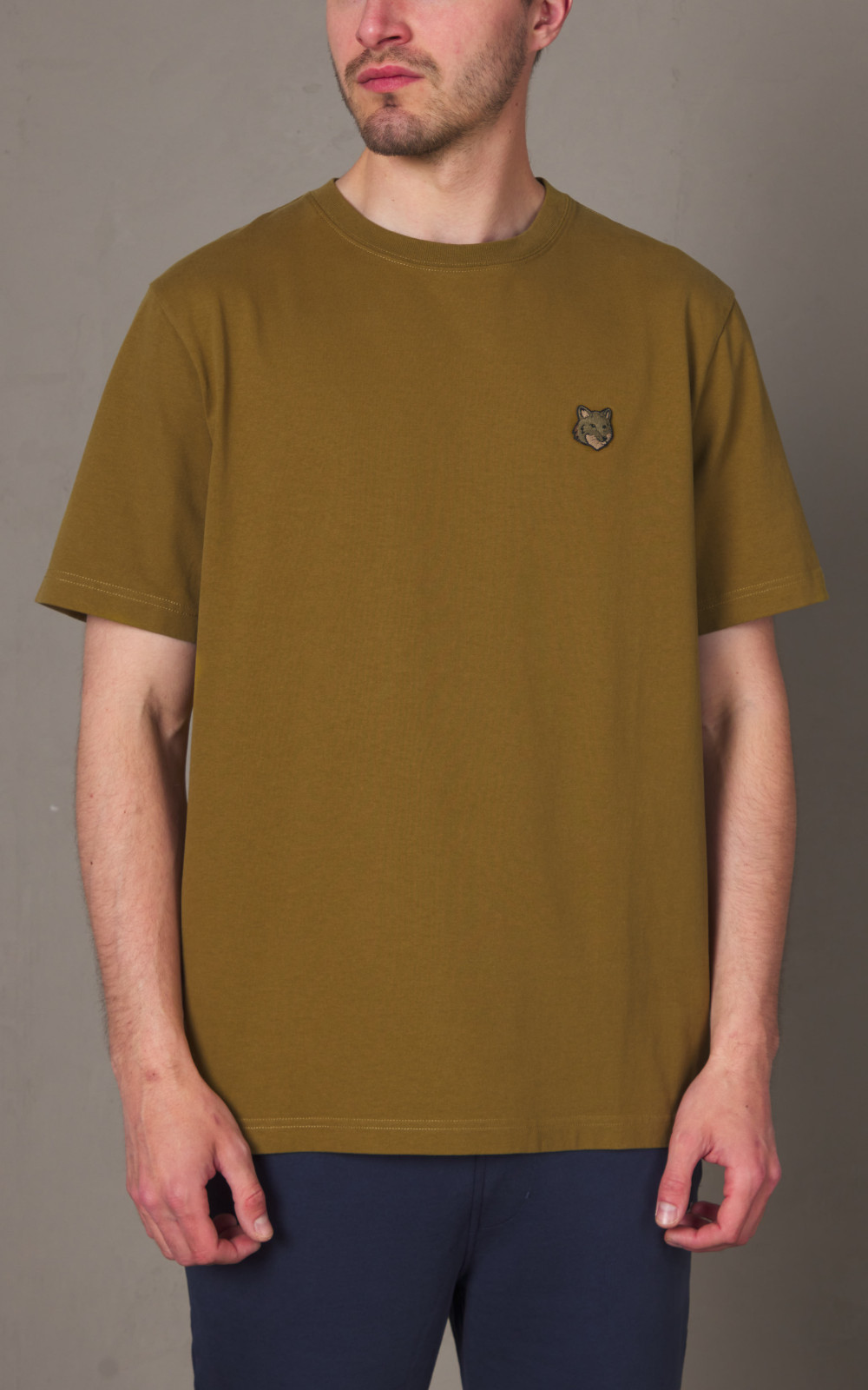 Maison Kitsuné Bold Fox Head Patch Comfort T-Shirt Khaki