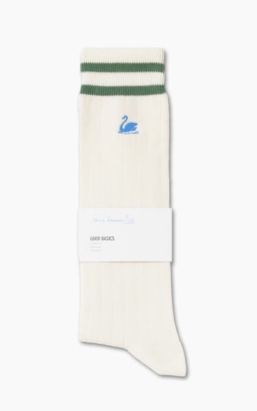 Merz b. Schwanen GS08 Cotton Socks White/Grass