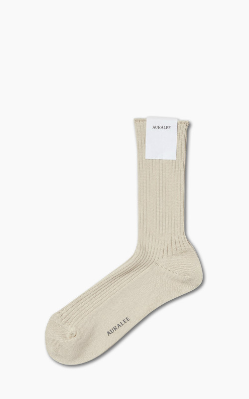 Auralee Giza High Gauge Sox Beige