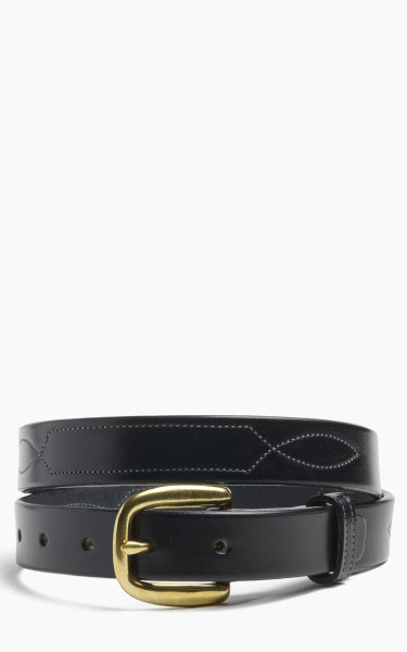 Tory Leather Bridle Leather Repeated Stitch Belt Black