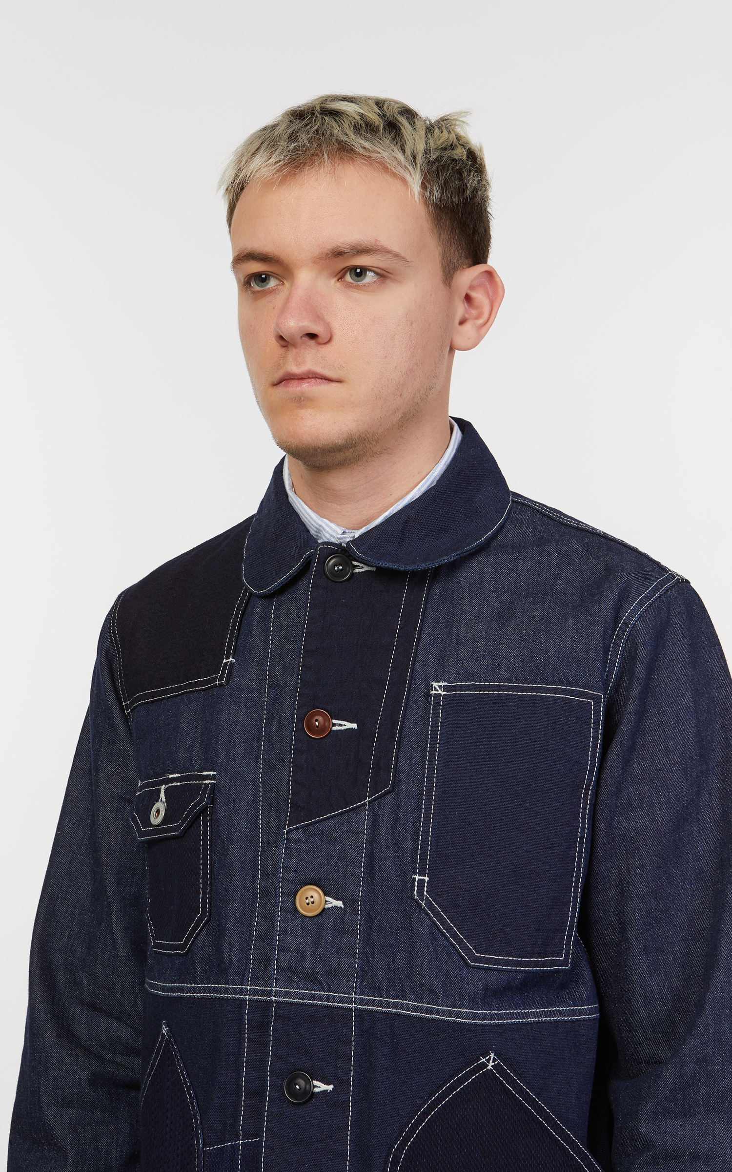 FDMTL Patchwork Coverall Jacket Rinsed Indigo | Cultizm
