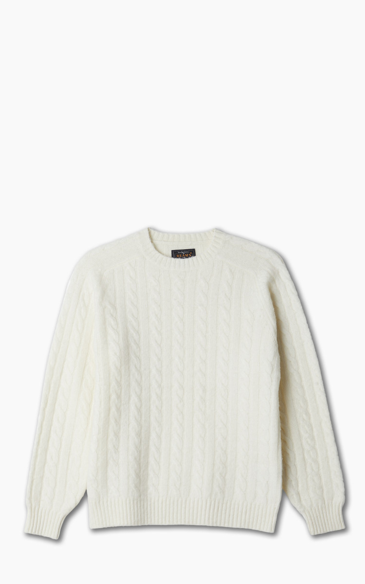 Beams Plus Crew Cable Shaggy 5G Off White | Cultizm
