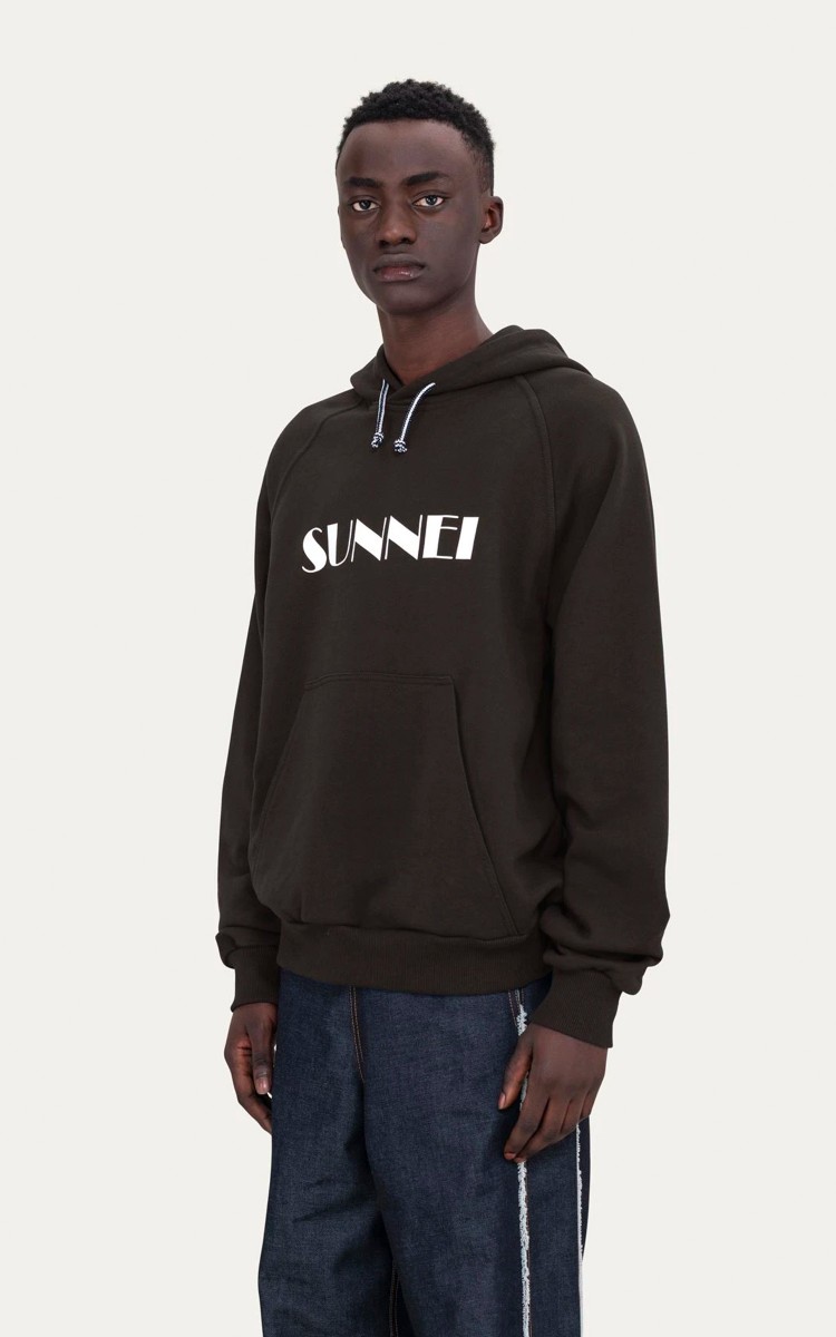 Sunnei Small Logo Hooded Sweater Brown | Cultizm