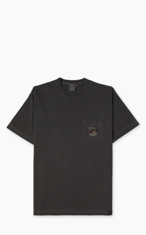 Houston Pigment Dyed Tiger Souvenir Pocket T-Shirt Black
