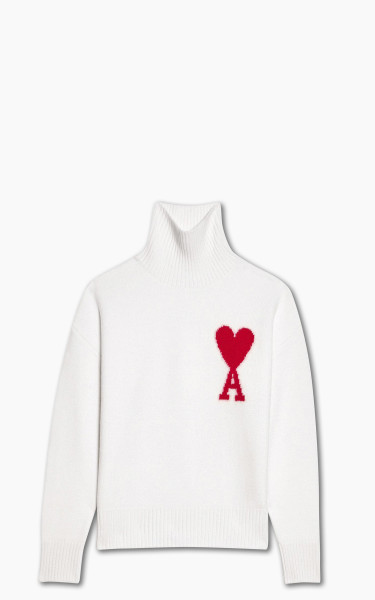 AMI Paris Ami De Coeur Funnel Neck Sweater Off-White/Red