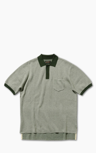 Beams Plus Two-Tone Jacquard Polo Shirt Green