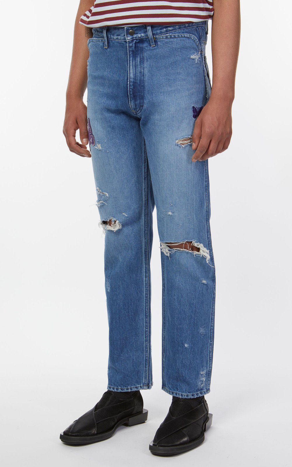 Lサイズ ニードルスAssorted Patches straight Jean Needles Assorted Patches Straight Jean Indigo | Cultizm