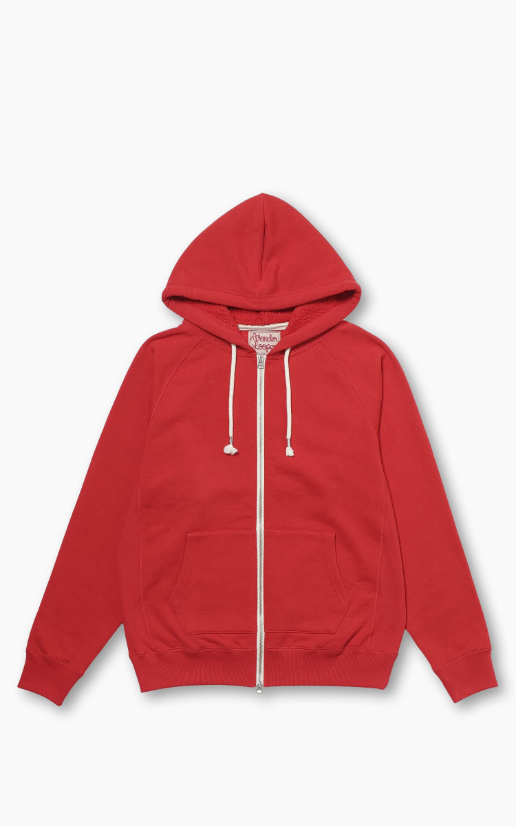 Wonder Looper Zip Hoodie Double Heavyweight French Terry Red | Cultizm