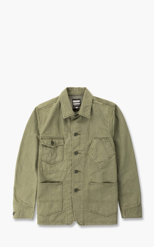 Momotaro Jeans Color Denim Overall Jacket Olive Drab