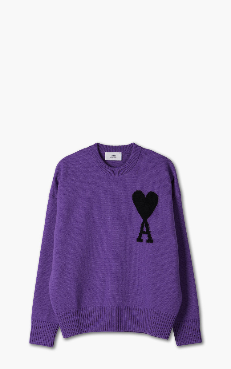AMI Paris ADC Crewneck Sweater Cotton Purple/Black | Cultizm