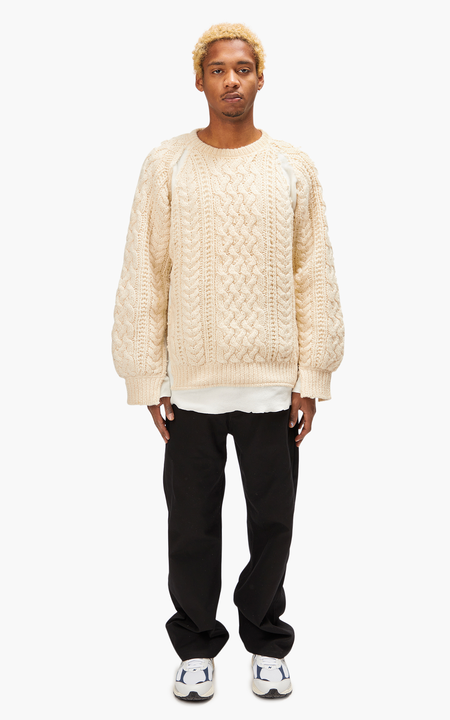 Needles Rebuild by Needles Fisherman Sweater Covered Off White Large Cultizm