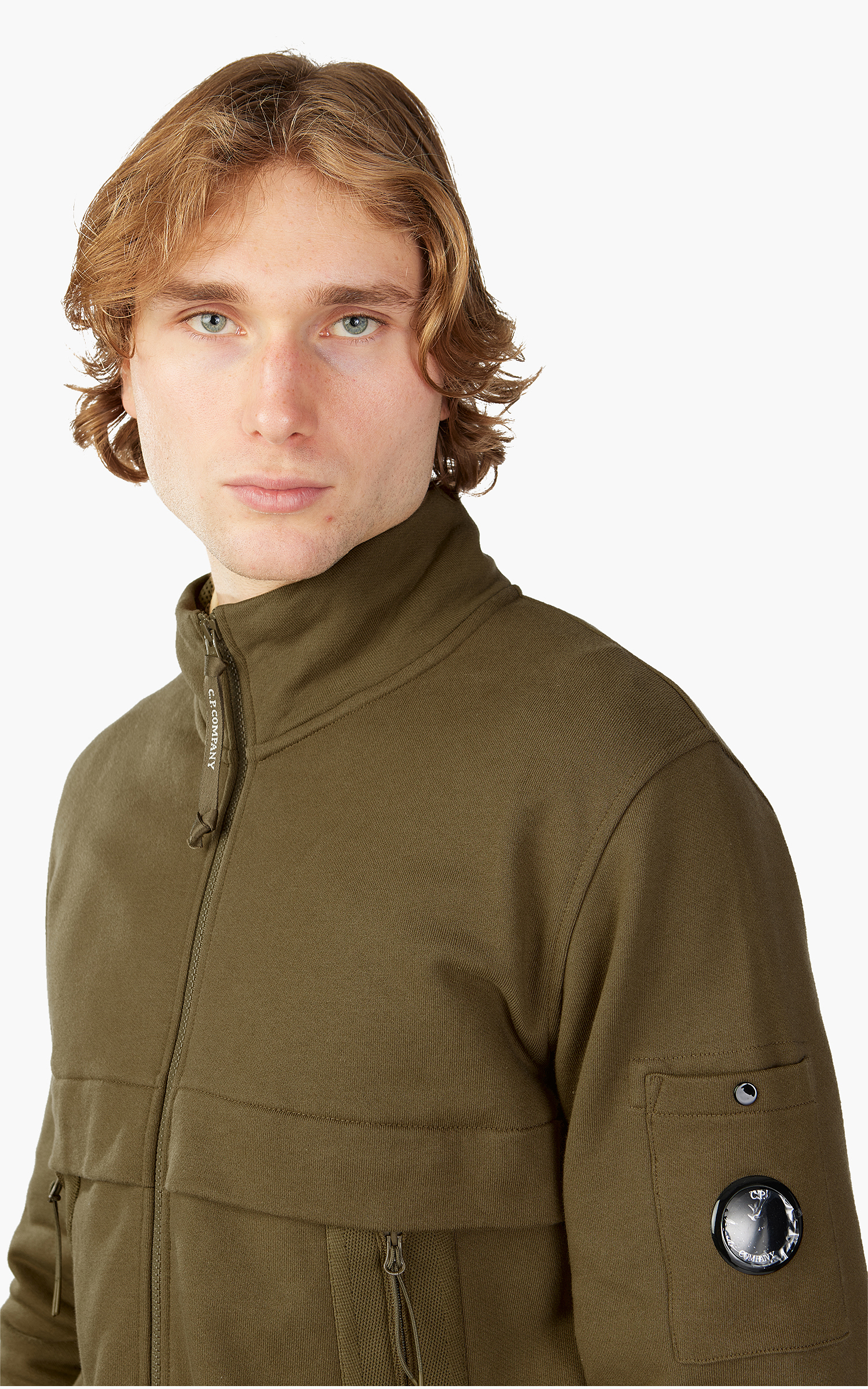 C.P. Company Diagonal Raised Fleece Full Zipped Sweatshirt Butternut ...