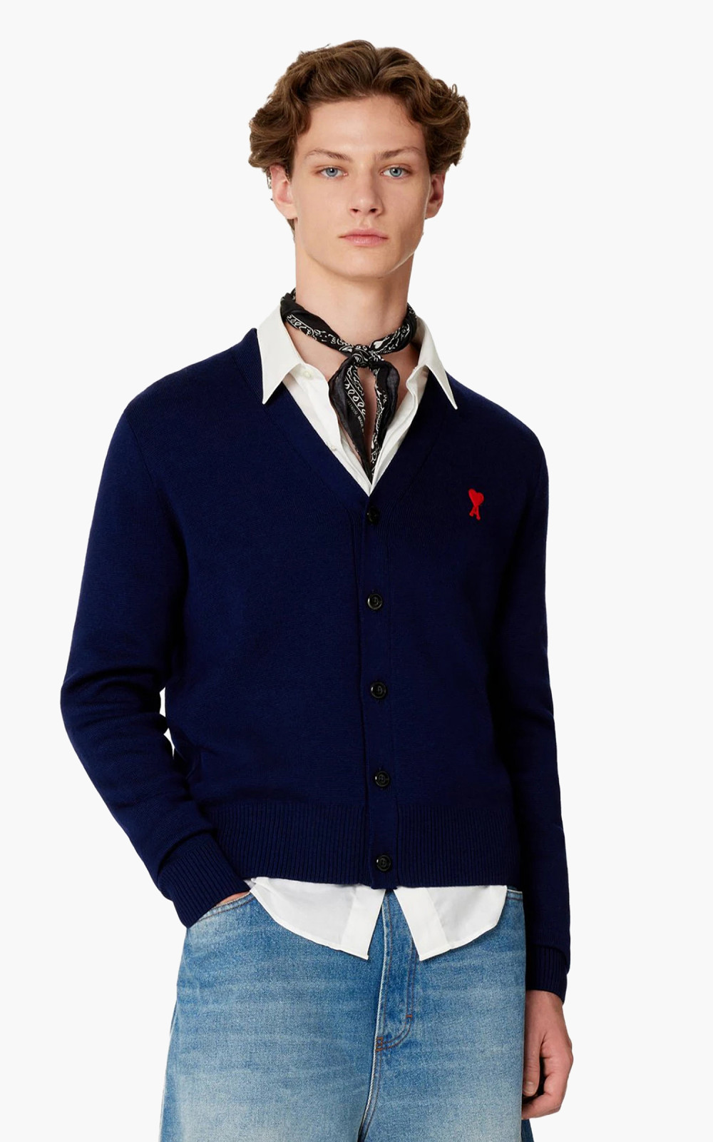 AMI Paris Ami De Coeur Cardigan Nautic Blue | Cultizm