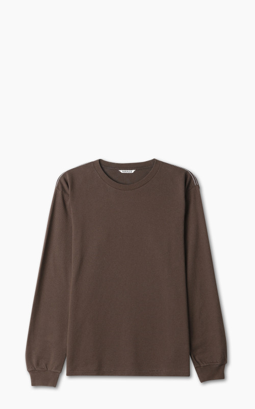 Auralee Cotton Mesh Dyed L/S Tee Dark Brown