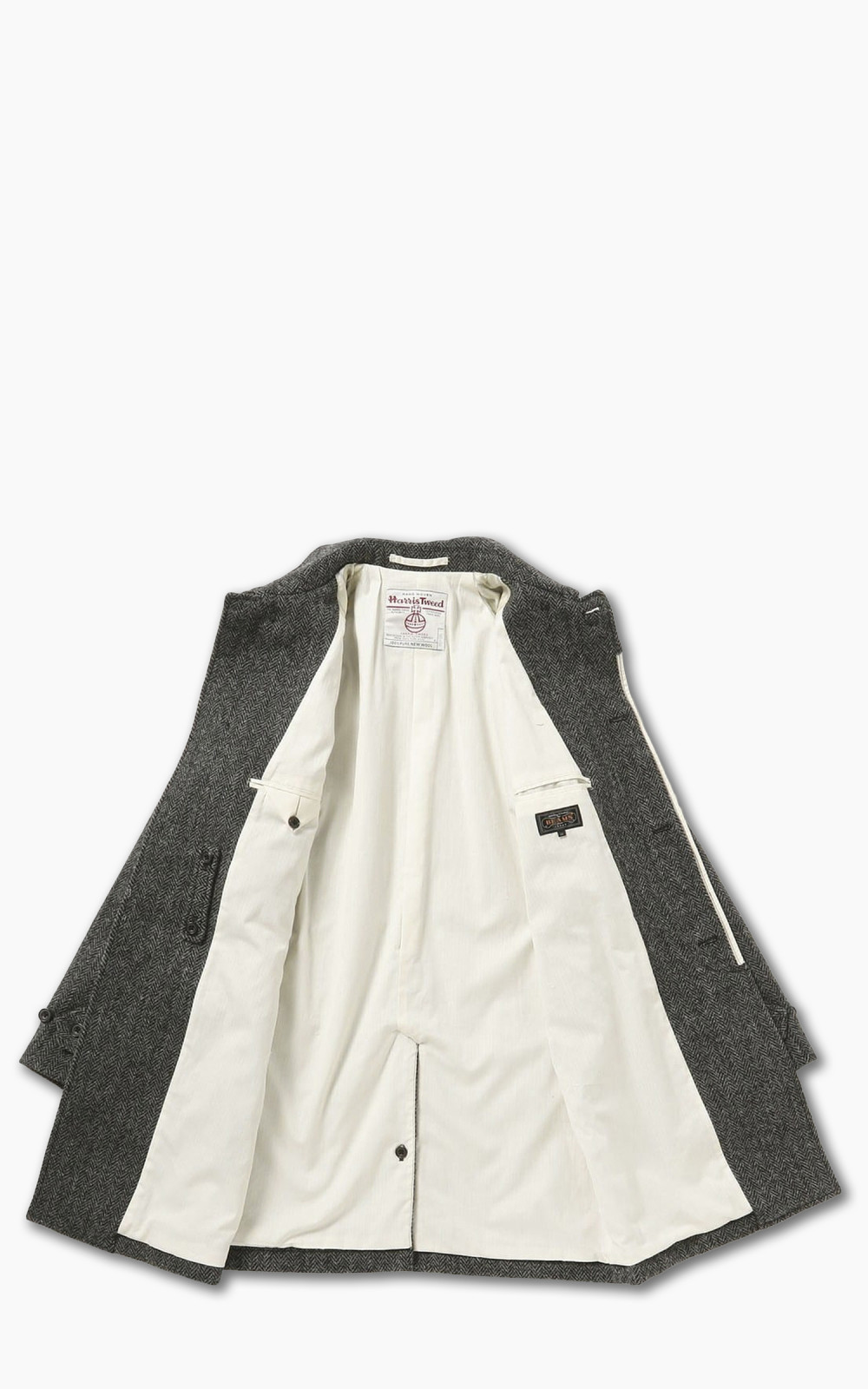 Beams Plus Harris Tweed Baru Color Coat Grey Herringbone
