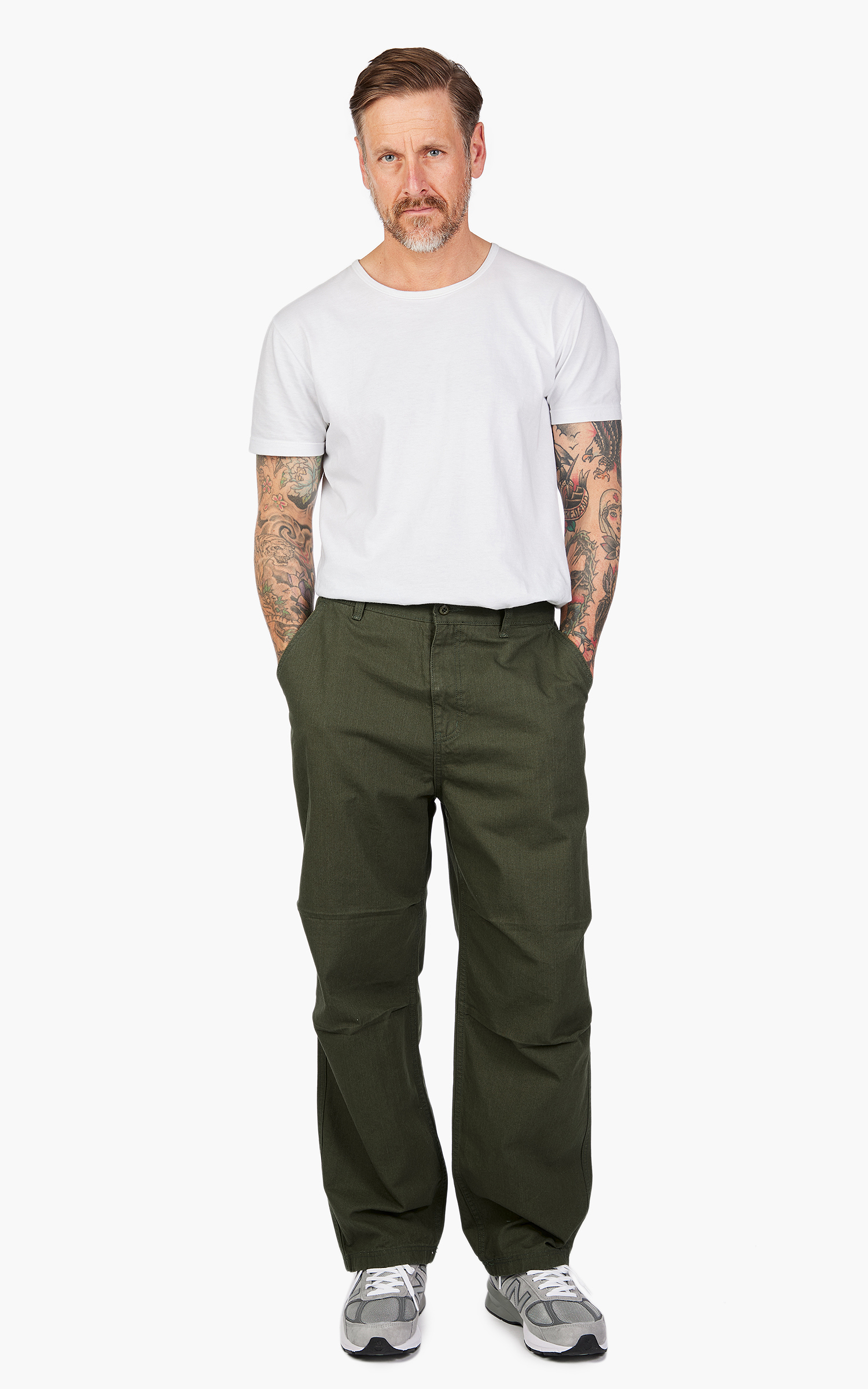 FrizmWORKS Slub Cotton Two Tuck Pants Olive | Cultizm