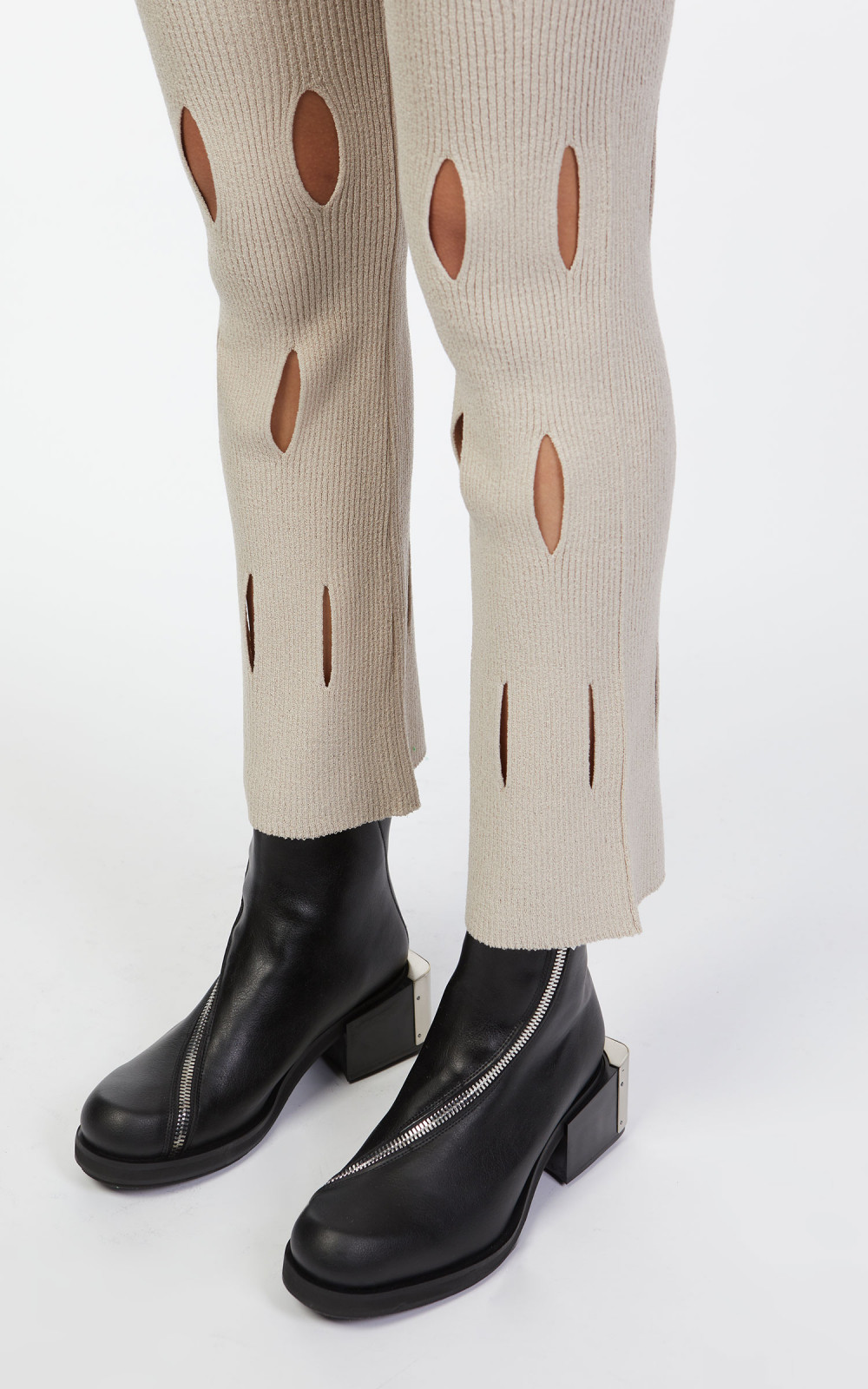 【OPEN YY】 CUT OUT KNIT PANTS BEIGE TheOpen Product Cut-Out Knit Pants Beige | Cultizm