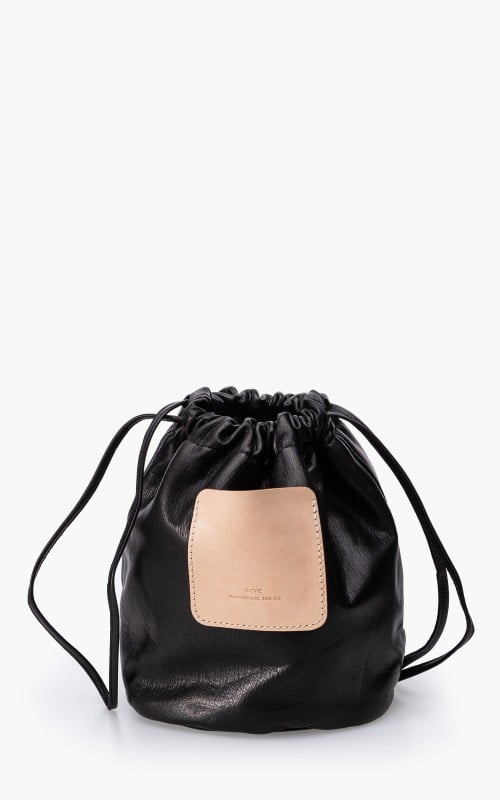 Scye Soft Leather Drawstring Bag Black