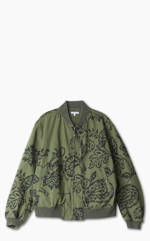 Engineered Garments Aviator Jacket Ripstop Olive Floral Print